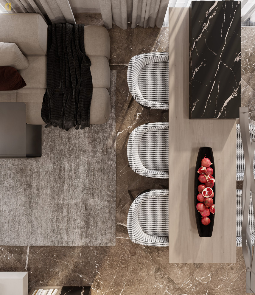 Дизайн-проект 2х-комнатной квартиры в темных тонах в минимализме