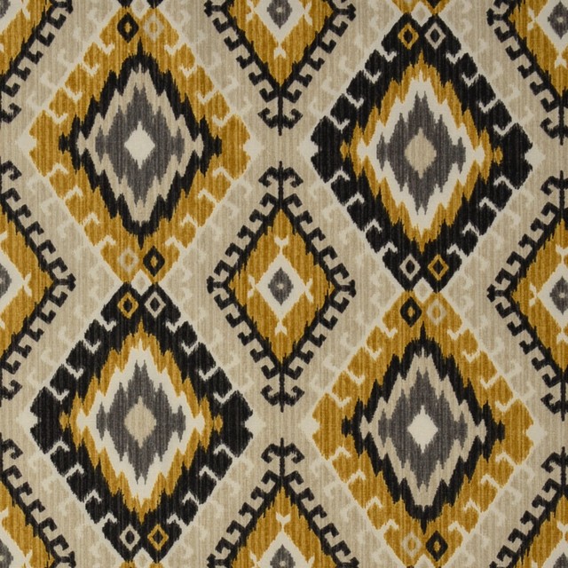 Goldmine Gray Ethnic Print Upholstery Fabric Southwestern