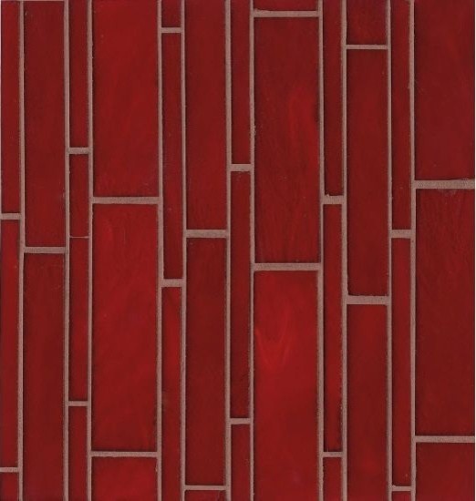 Retrospect 12"x12" Glass Linear Pattern Mosaic, Rouge