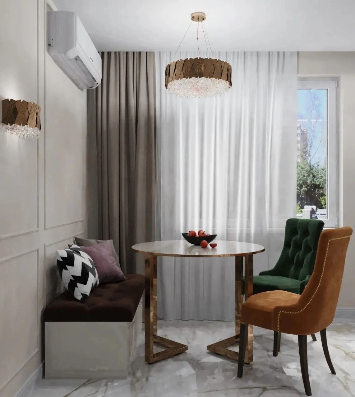 Столовая в стиле неоклассика для молодой семьи