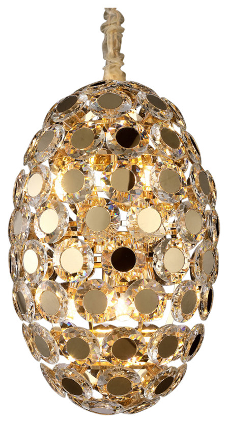 Pendant 8-Light Oval Crystal Chandelier - Gold