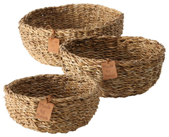 Seagrass Bowls, Set of 3 Beach Style Decorative Bowls by Whole