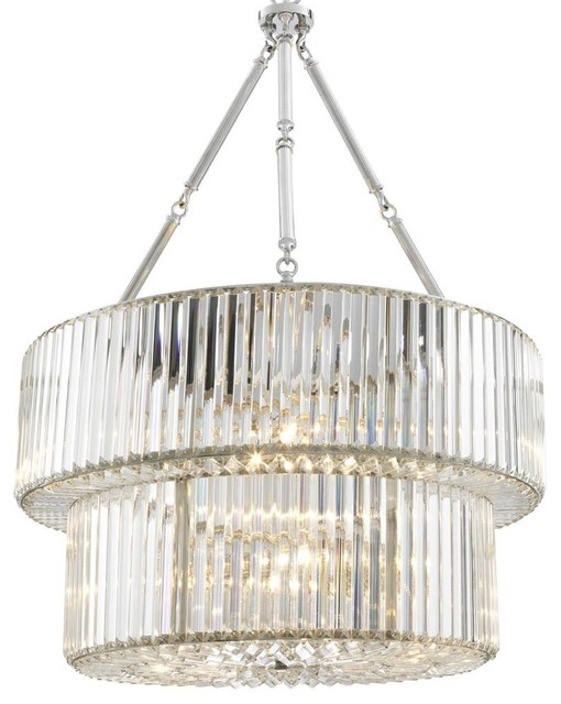 Eichholtz Infinity Double Glass Chandelier, Nickel