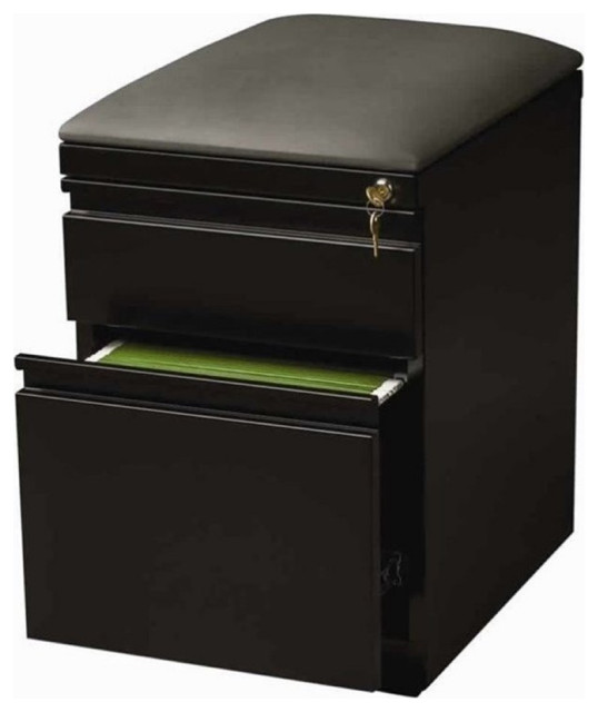 Bowery Hill Mobile Seat BoxFile in Black Transitional