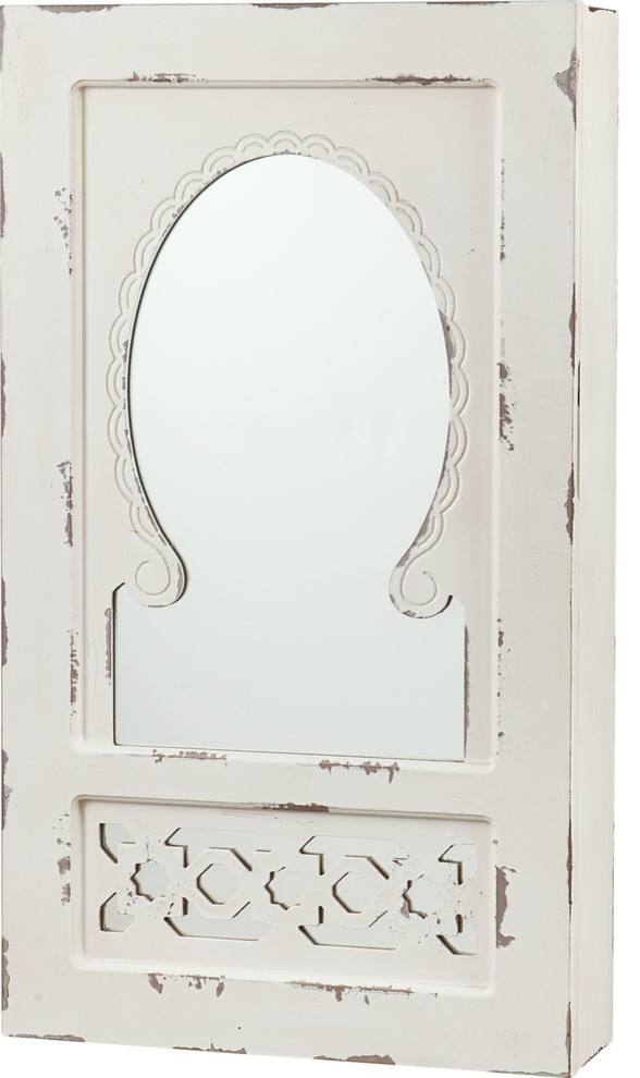 Gilmore Shabby Chic Wall Mount Jewelry Mirror Farmhouse Jewelry