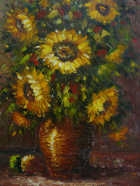Oil Paint Canvas Art Sunflowers Wall Decor