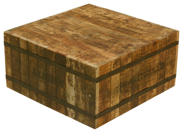 Butcher Block with Metal Square Coffee Table