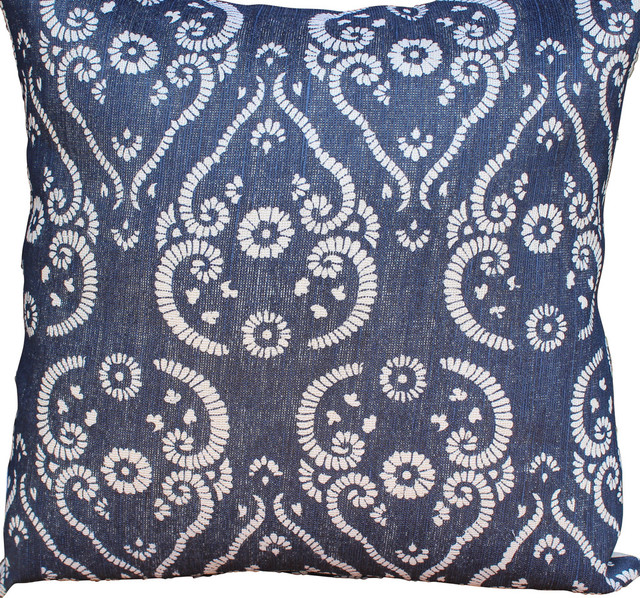 Blue And White Jute Pillow Transitional Decorative Pillows by