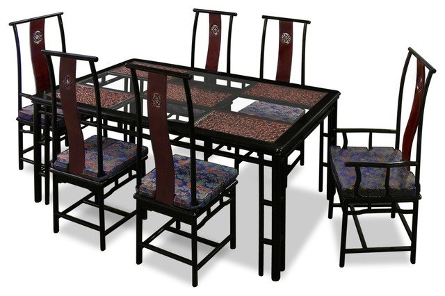 74 Rosewood Ming Style Dining Table With 6 Chairs