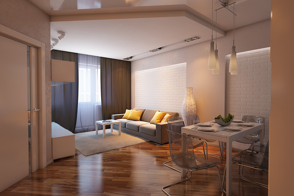 Гостиная совмещенная со столовой