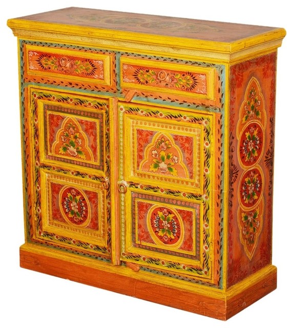 Bradford Hand Painted Mango Wood 2 Drawer Storage Cabinet Mediterranean Accent Chests And Cabinets By Sierra Living Concepts