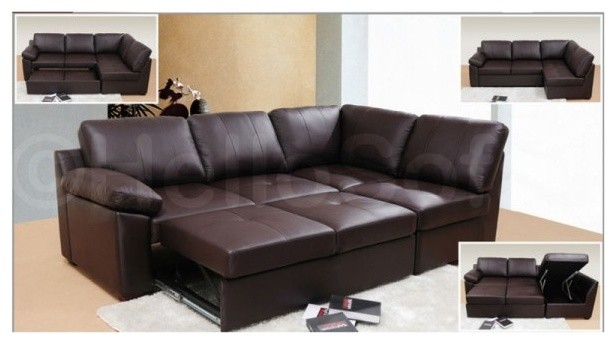 Applause Brown Leather Sofa Bed