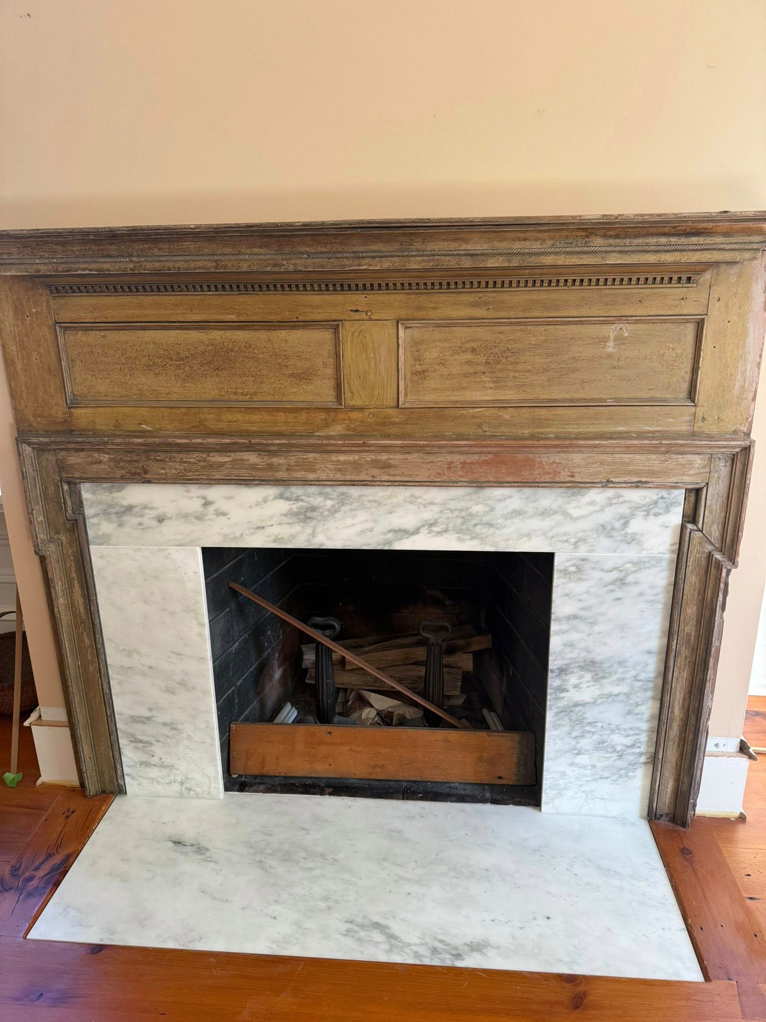 Reclaimed Vally Forge Marble Fireplace