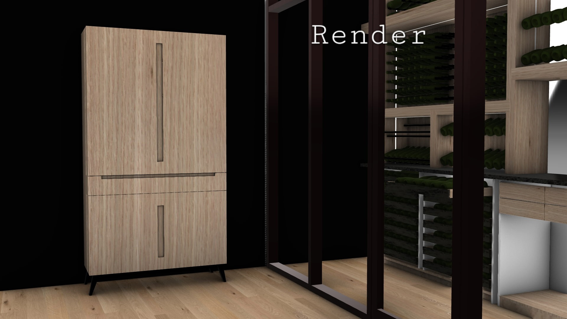 CUSTOM MODERN GLASSWARE CABINET