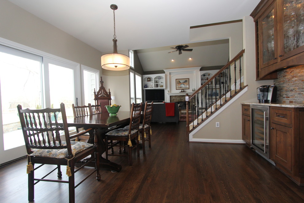 Inspiration for a large transitional kitchen/dining combo in Cincinnati with dark hardwood floors.