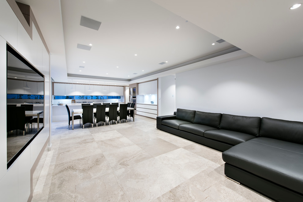 Design ideas for a contemporary family room in Perth.