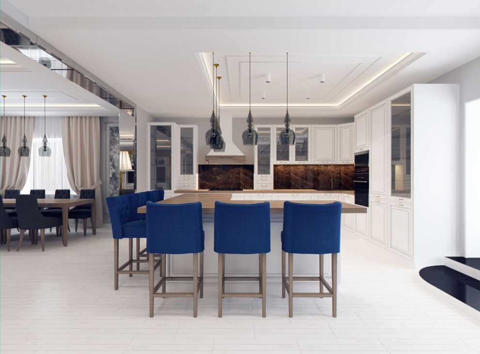 Проект дома в г.Богородск, гостиная-кухня 77,84м2