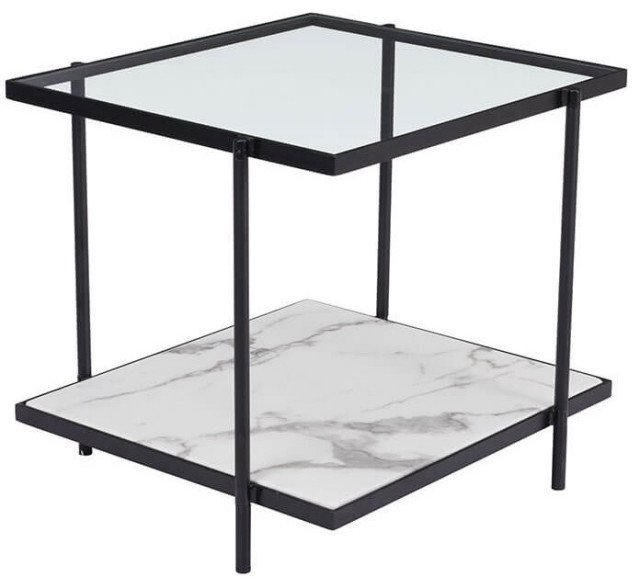 Indoor Winslett Side Table With Matte Black And Stone Finish 100994 Transitional Side Tables And End Tables By Gwg Outlet