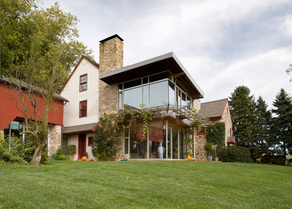Photo of a country exterior in Philadelphia with stone veneer.