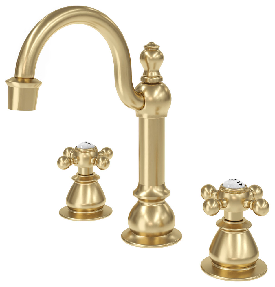 Classic Hook Widespread Deck Mount Lavatory Faucets and PopUp Drain
