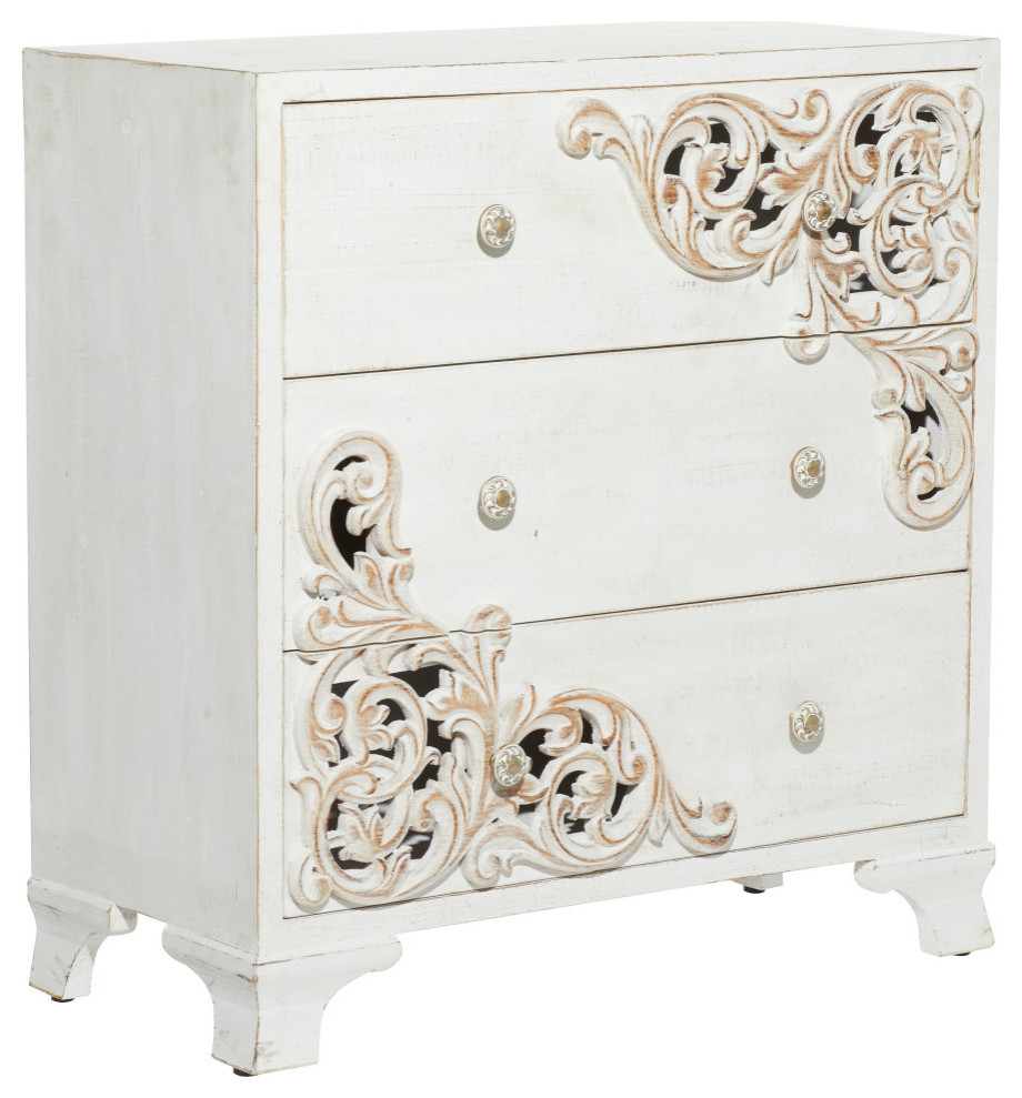 Farmhouse White Wood Chest 39733 - French Country - Accent Chests And ...