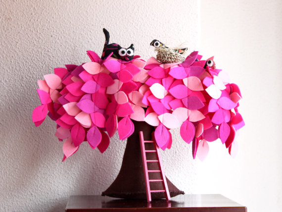 Pink Felt Weeping Willow Decoration by Intres