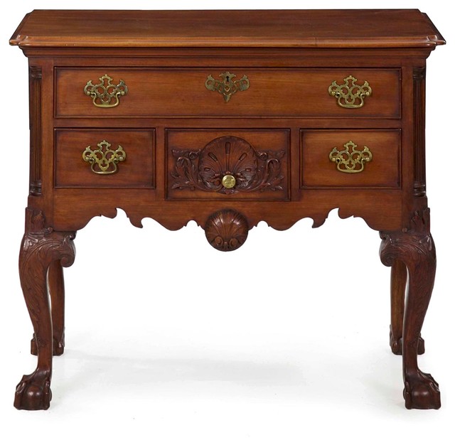 Consigned American Chippendale Style Carved Mahogany Lowboy Chest