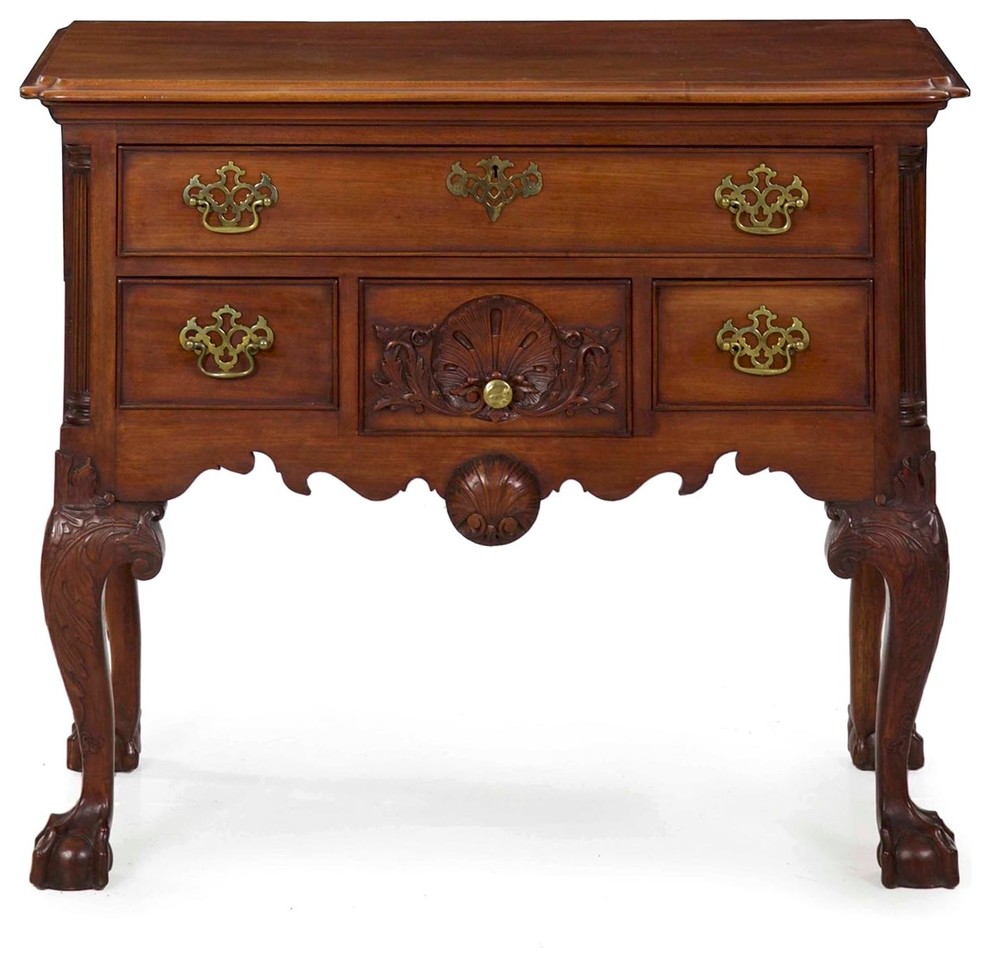 Consigned American Chippendale Style Carved Mahogany Lowboy Chest