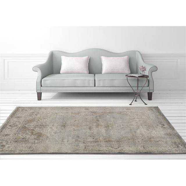 MDA Home Antique 5'x8' Border Traditional Fabric Area Rug in Beige