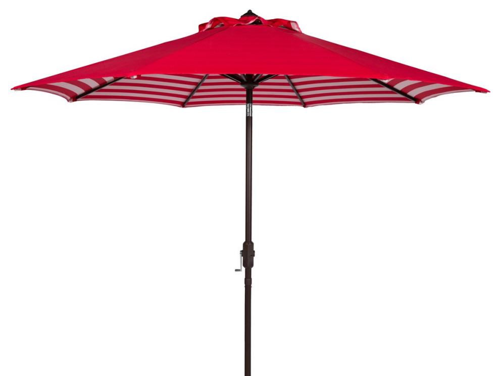 Safavieh Athens 11 Ft Crank Umbrella, Red