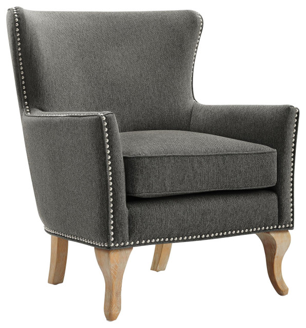 Comfortable Accent Chair, Padded Seat & Flared Arms With Nailhead Traditional Armchairs And