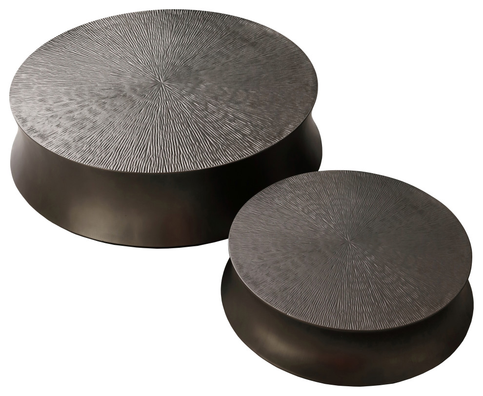 Modrest Airdrie Modern Antique Grey Round Coffee Table Set