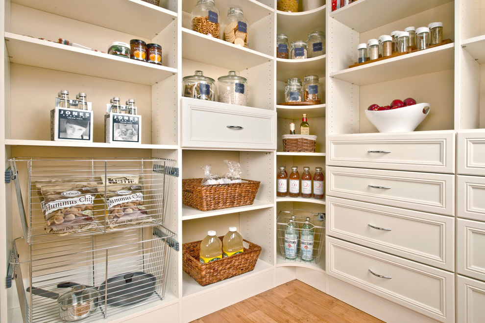 Example of a large u-shaped kitchen pantry design in Birmingham