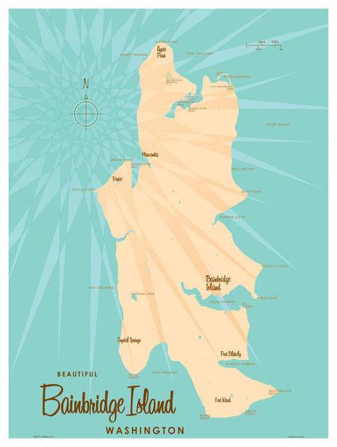 Map Of Bainbridge Island By Lakebound Bainbridge Island Washington Map Art Print - Contemporary -  Fine Art Prints - By Art Of Place | Houzz