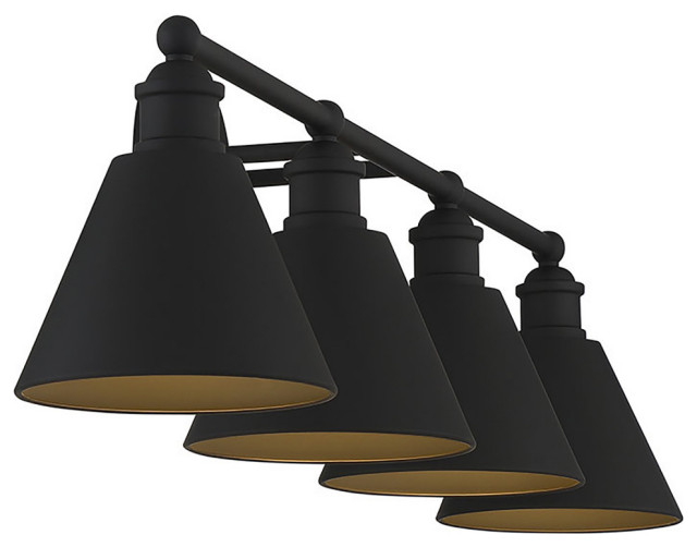 4Light Bathroom Vanity Light, Matte Black Farmhouse Bathroom