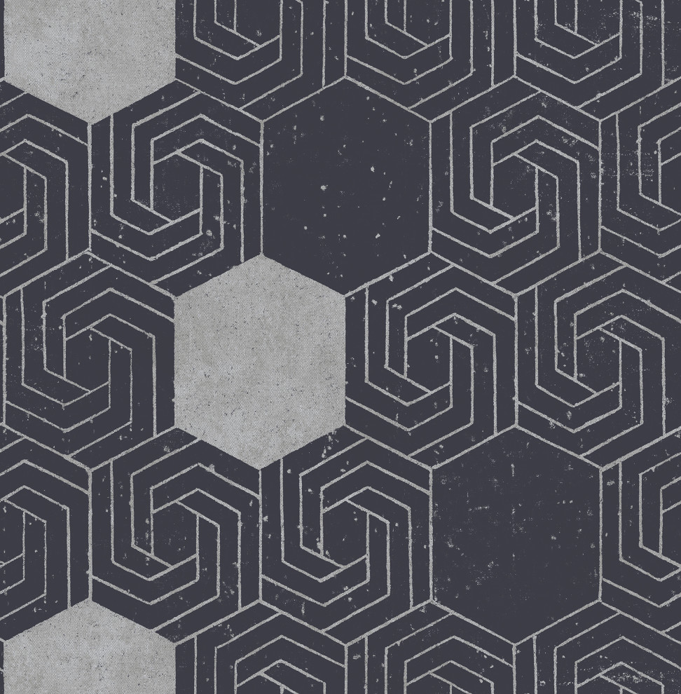 Momentum Navy Geometric Wallpaper Contemporary Wallpaper by