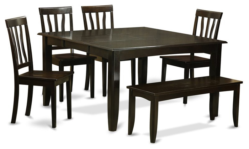 East West Furniture Parfait 6 Piece Wood Dining Set With Bench In   Home Design 