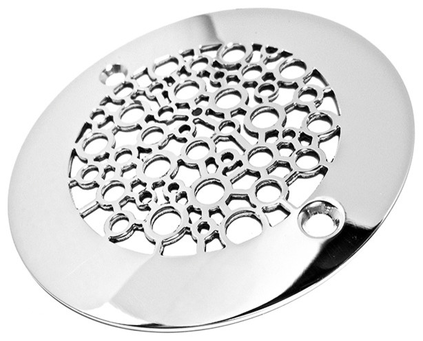 4" Round Shower Drain, Oatey Replacement,  Nature Bubbles Design, Polished Stainless Steel