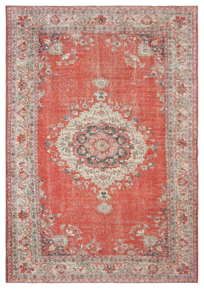 8??10??Red And Gray Oriental Area Rug, 74.263 Traditional Area Rugs