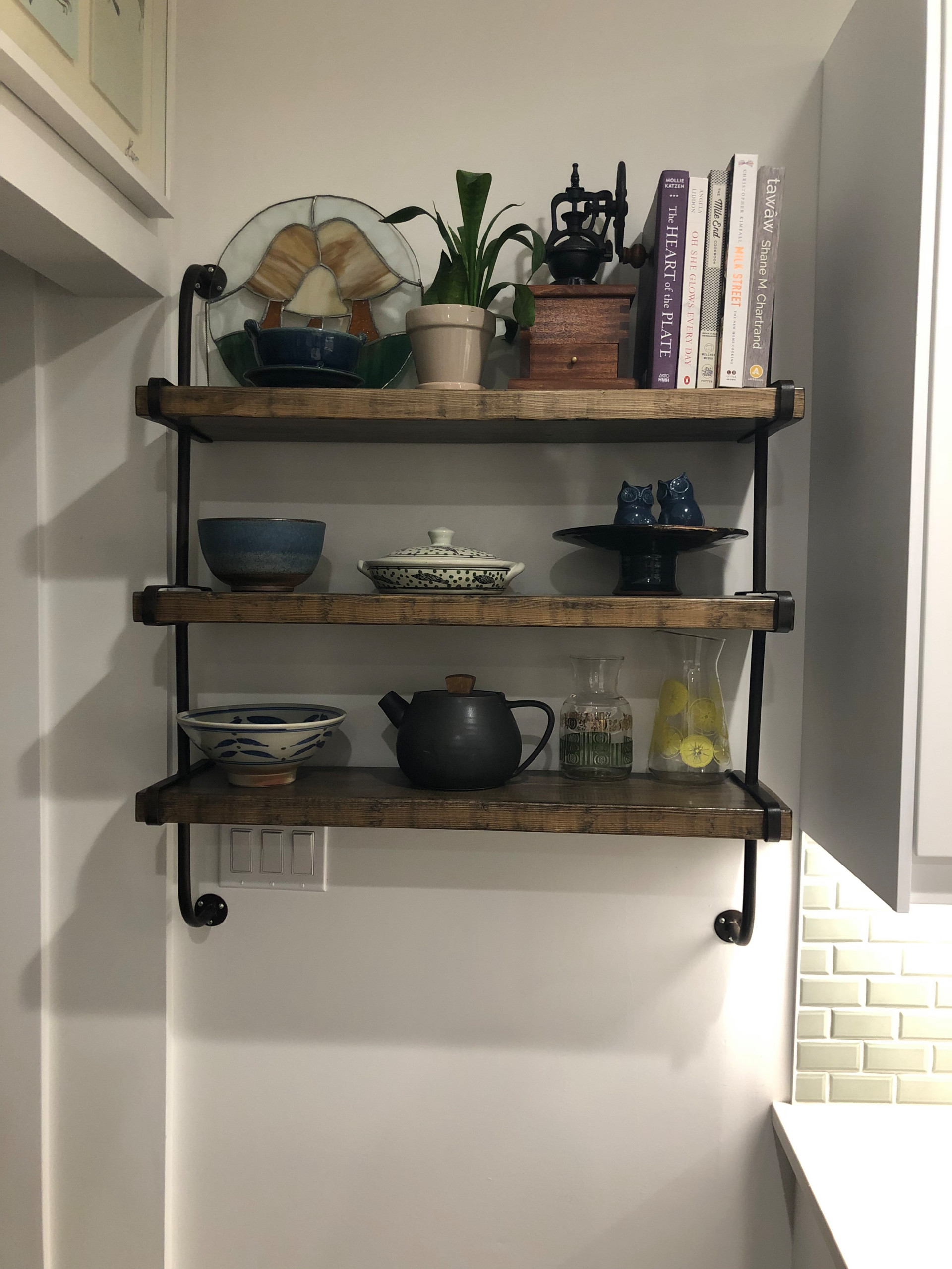 custom metal and wood shelf