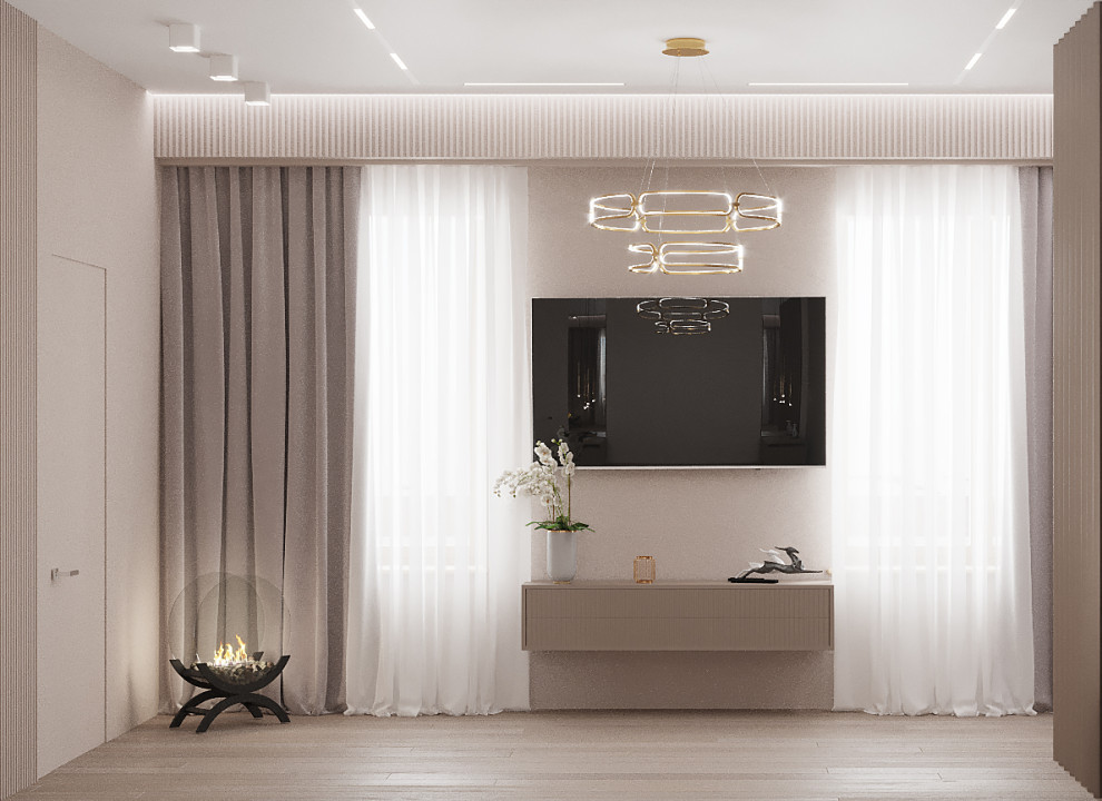 Спальня с гардеробом в современном стиле