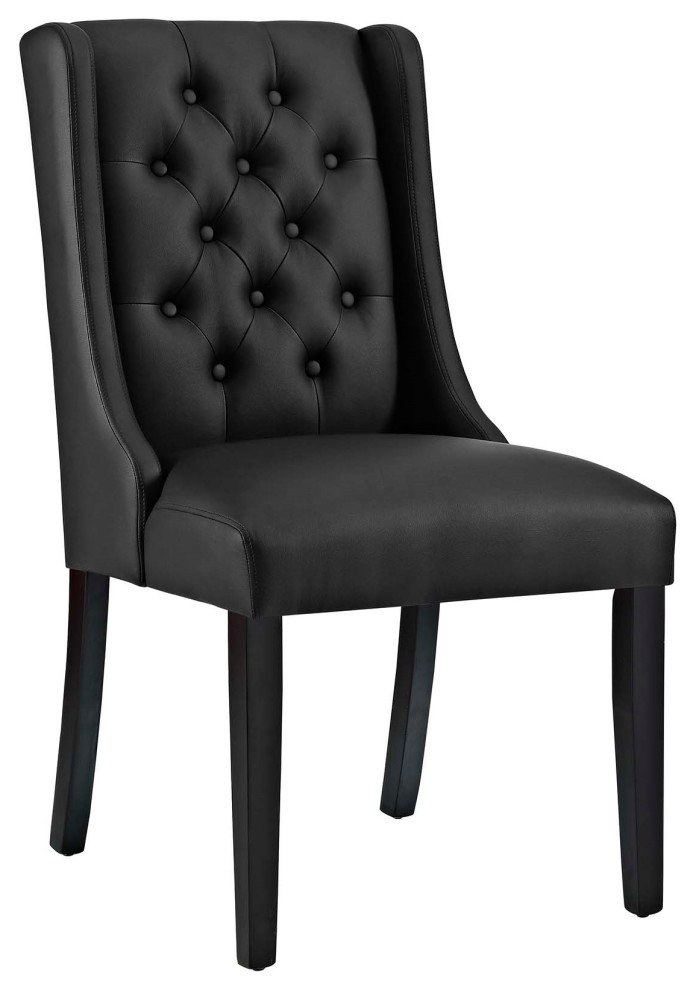 Tufted Upholstered Vinyl Dining Chair Transitional Dining Chairs