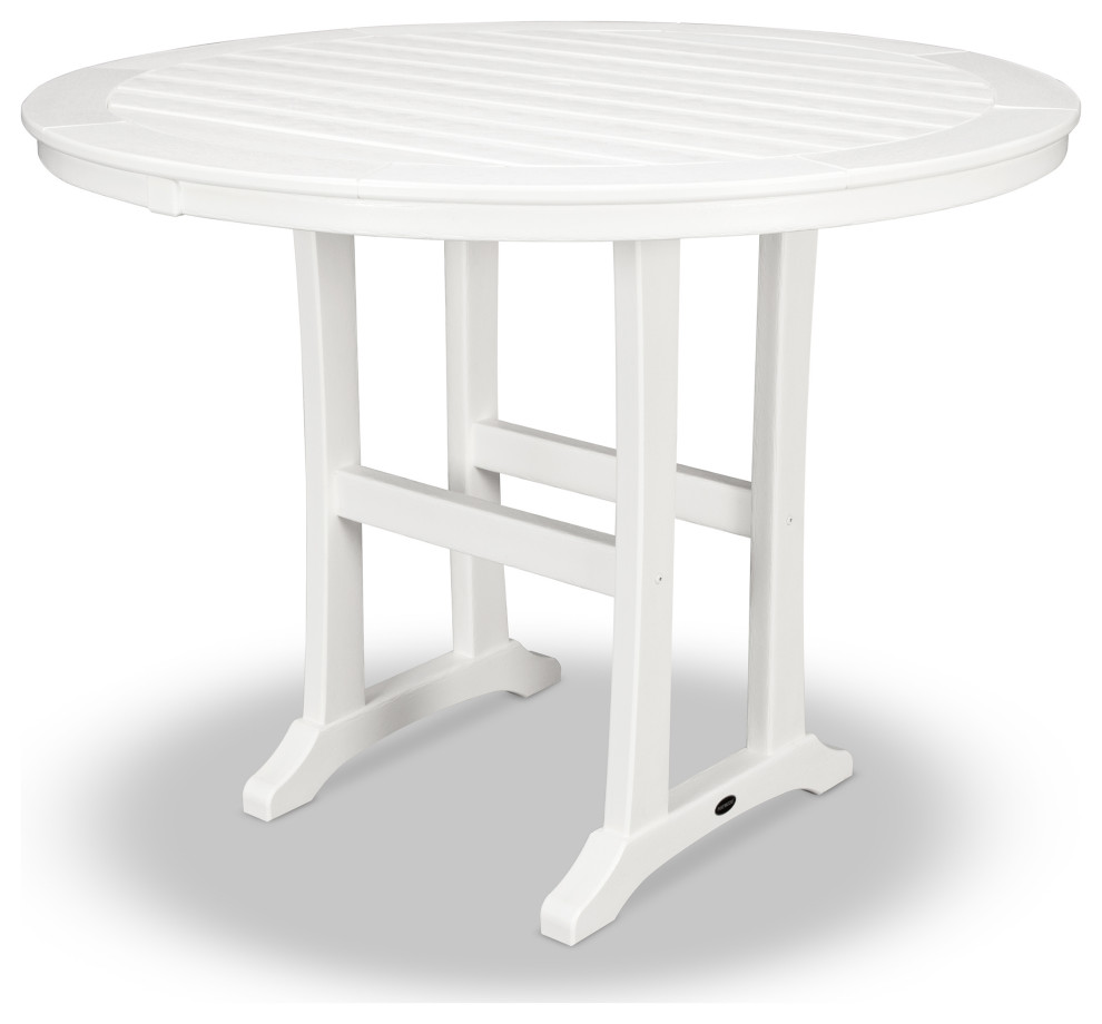 POLYWOOD Nautical Trestle 48" Round Counter Table Beach Style