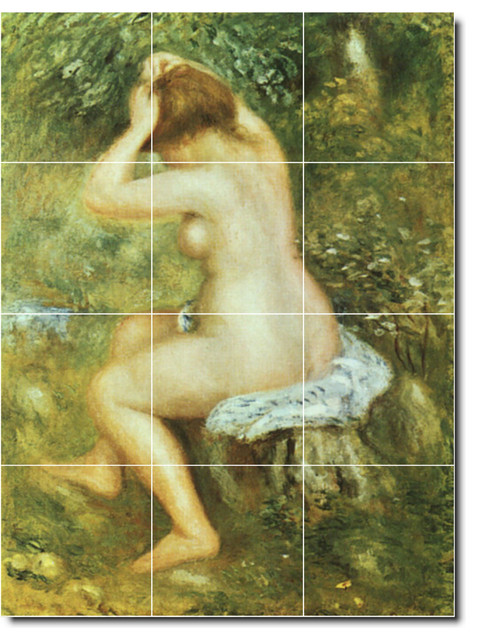 Auguste Renoir Nudes Painting Ceramic Tile Mural #28, 28"x32"