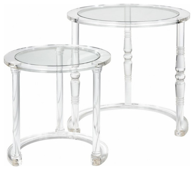Set of 2 Clear Acrylic Nesting Tables Made from Plastic in Clear Finish