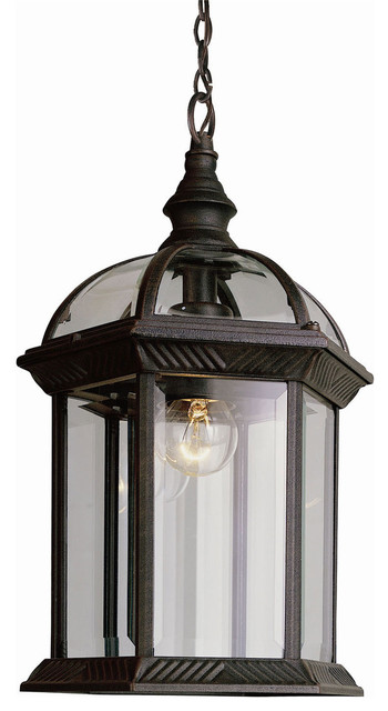 Wentworth 1-Light Hanging Lantern, Black Copper With Clear Beveled