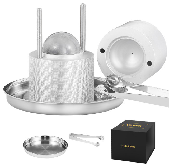VEVOR Ice Ball Press Ice Ball Maker 2.4"/60 mm Ice Press Kit for Whiskey Silver Contemporary