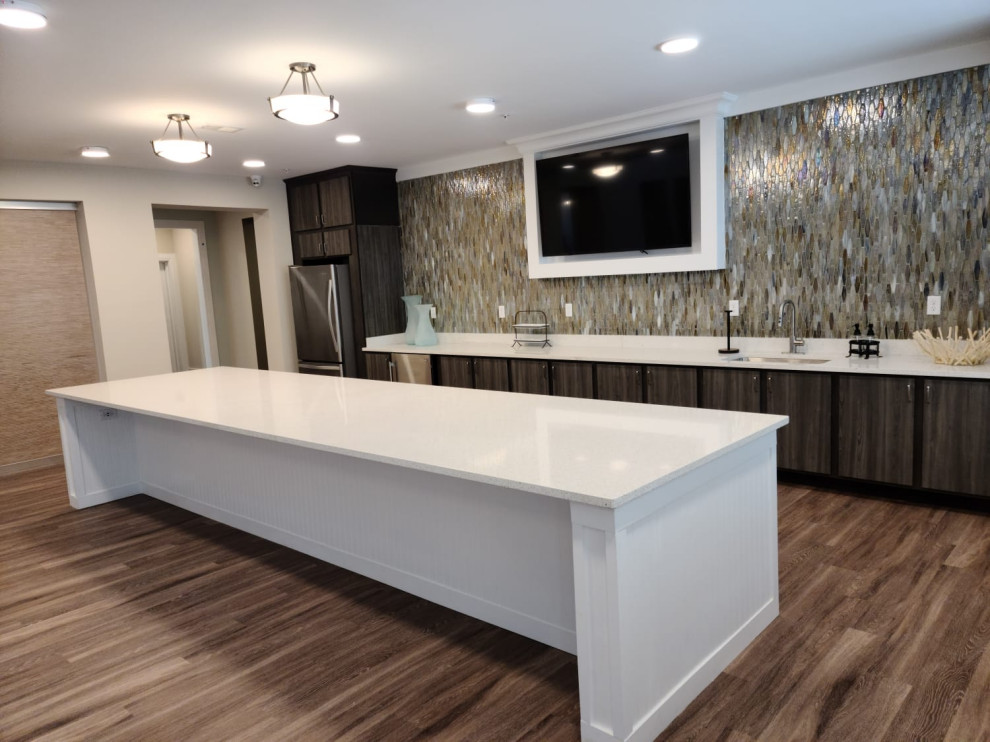 Kitchen - kitchen idea with quartz countertops and white countertops