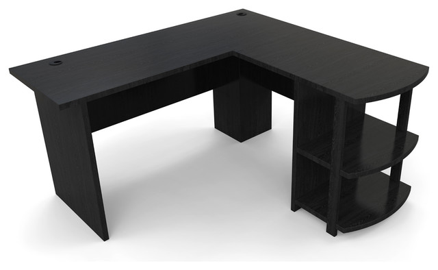 l shaped desk black wood