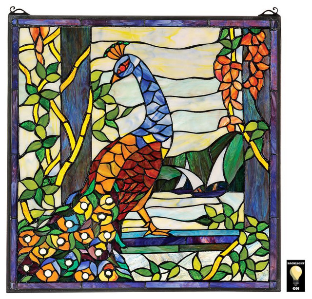 Peacock's Garden Stained Glass Window